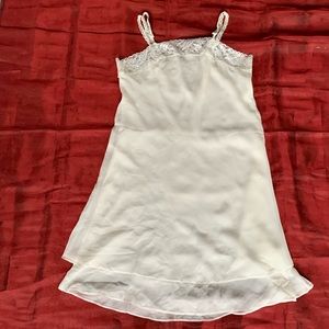 WinterSilks Silk Slip Dress Ivory Nighty Lace Layered - size large
